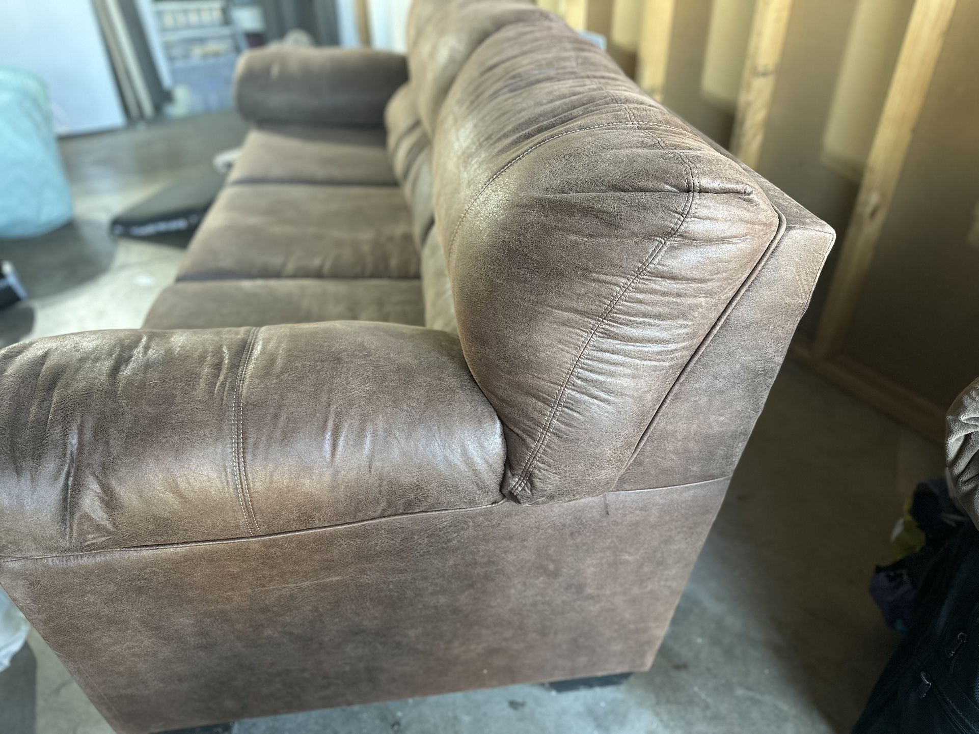 Brown Brush Leather Sofa - Great Condition