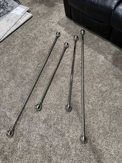 Set of 4 brushed nickel curtain rods with round ball