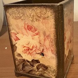 Painted Wooden Pencil/makeup Brush Box - $30