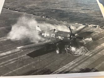 WWII pilot escapes burning F6F Hellcat USS Lexington