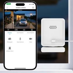Window Camera, 3MP 2K Indoor Cameras for Home Security with Mounting Sticker, Al Color Night Vision, Person & Motion Detection,Support 2.4GHz & 5GHz W
