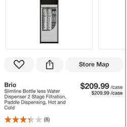 Brio Slimline Bottle less Water Dispenser 2 Stage Filtration, Paddle Dispensing, Hot and Cold