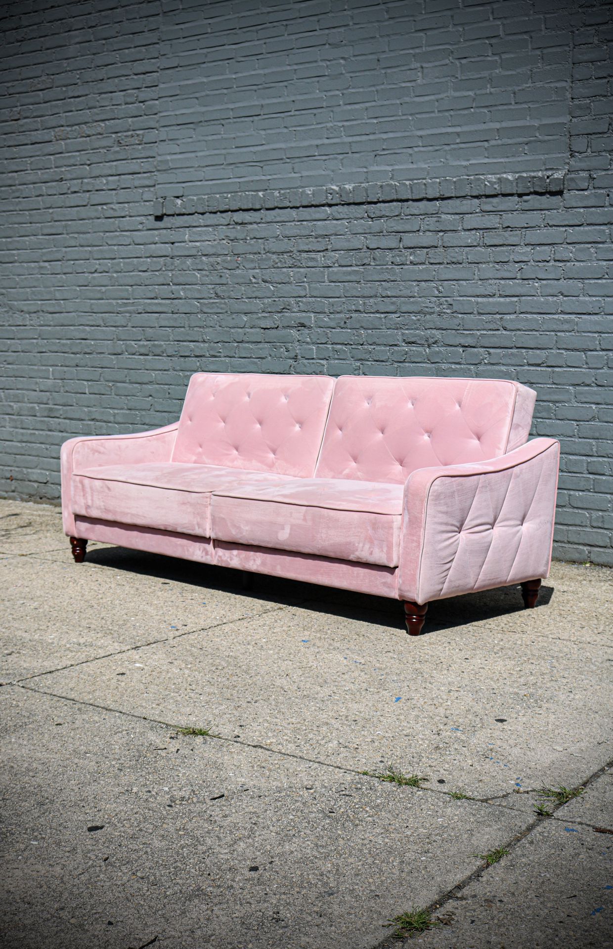 Pink Velvet Futon Sofa (READ DESCRIPTION BELOW )