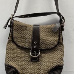 Vintage Y2K Coach Brown Signature C Canvas Leather Shoulder Bag 6373
