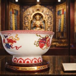 China Porcelain bowl Tibetan motifs Chinese Dinnerware Collectible Antique Vintage Home Decor