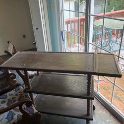 Antique Mobile Bar w/ Collapsible Sideboard