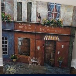 Large Canvas Art Work - Bistro Painting Non-Framed