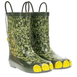 Western Chief Unisex Child Waterproof Dino Character Pull-on Rain Boots