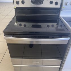 AMANA GLASS TOP STOVE STAINLESS STEEL