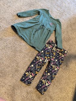 Olive Green Shirt with Flower Pants