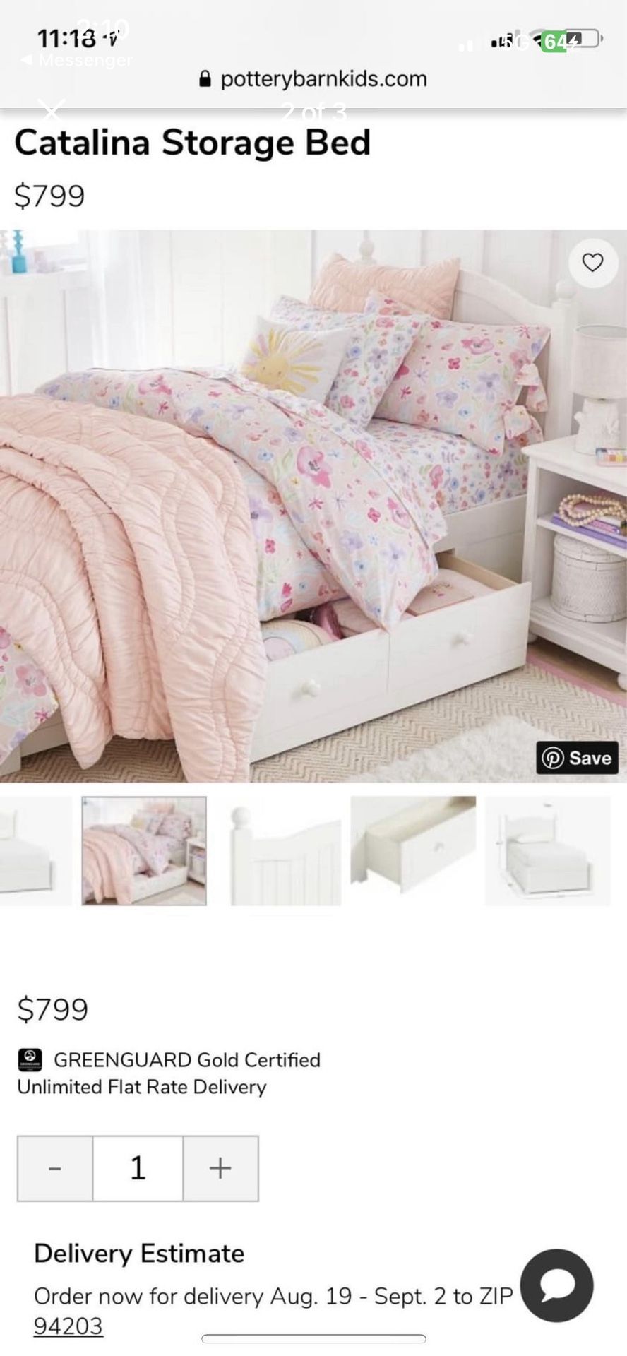 POTTERY BARN Storage Beds With Needle Tuft Mattress Twin