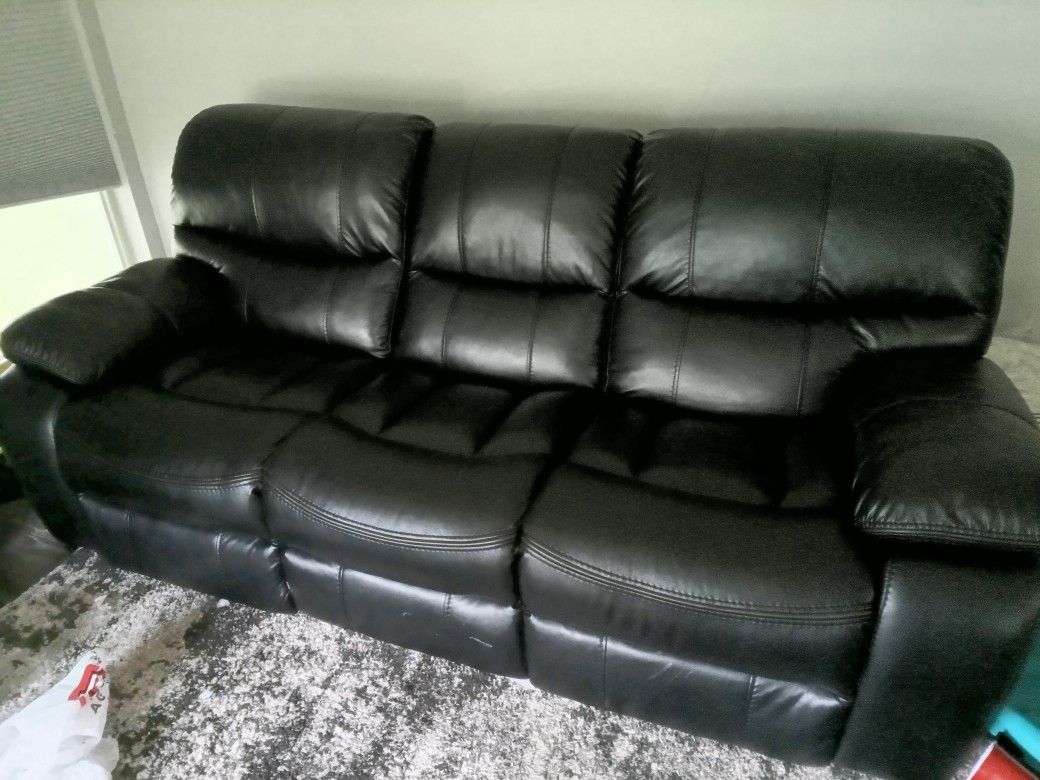 Electric Black leather Couch
