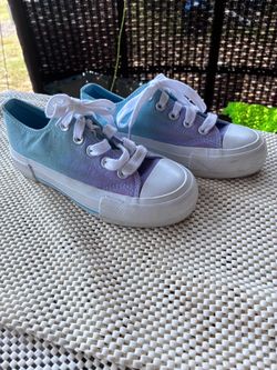 Wonder Nation Girls Platform Sneakers Shoes Size 1 Aqua Purple Ombre Color Lace Up