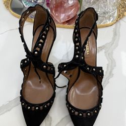 Aquazurra Black Studded Heel