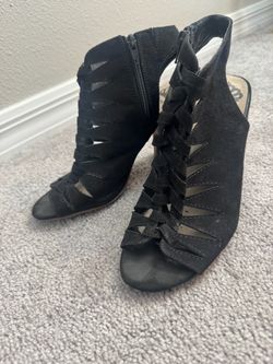 Black Suede Gladiator Heeled Sandals