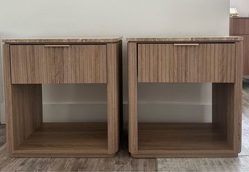 Two fluted natural oak nightstands -$140