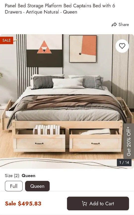 Queen Wooden Frame Bed