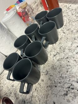 Dark Grey Glass Mugs