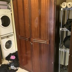 Large Wood Standing Armoire Closet Storage