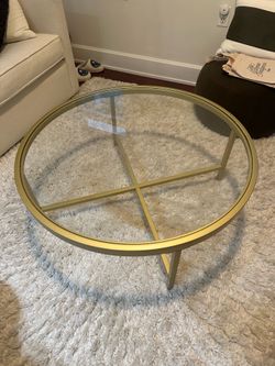 Modern Gold and Glass Coffee Table - $85