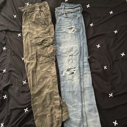 2 American Eagle Jeans and joggers for the low