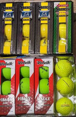 3 Dozen Brand New and Like New high visibility golf balls as pictured ——Srixon, Volvik and Kirkland Golf Balls- the Srixon and Volvik are brand new an