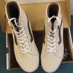 Vans Skater Shoes High Top Cream Brown 10.5