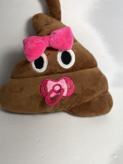 Emoji Poo/Poop Baby Girl Pacifier Plush Brown Pink Lashes