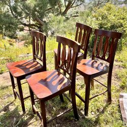 4 Wooden Stool Chairs 