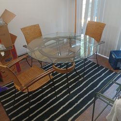 Glass Dining Room Table W/ 3 Chairs 