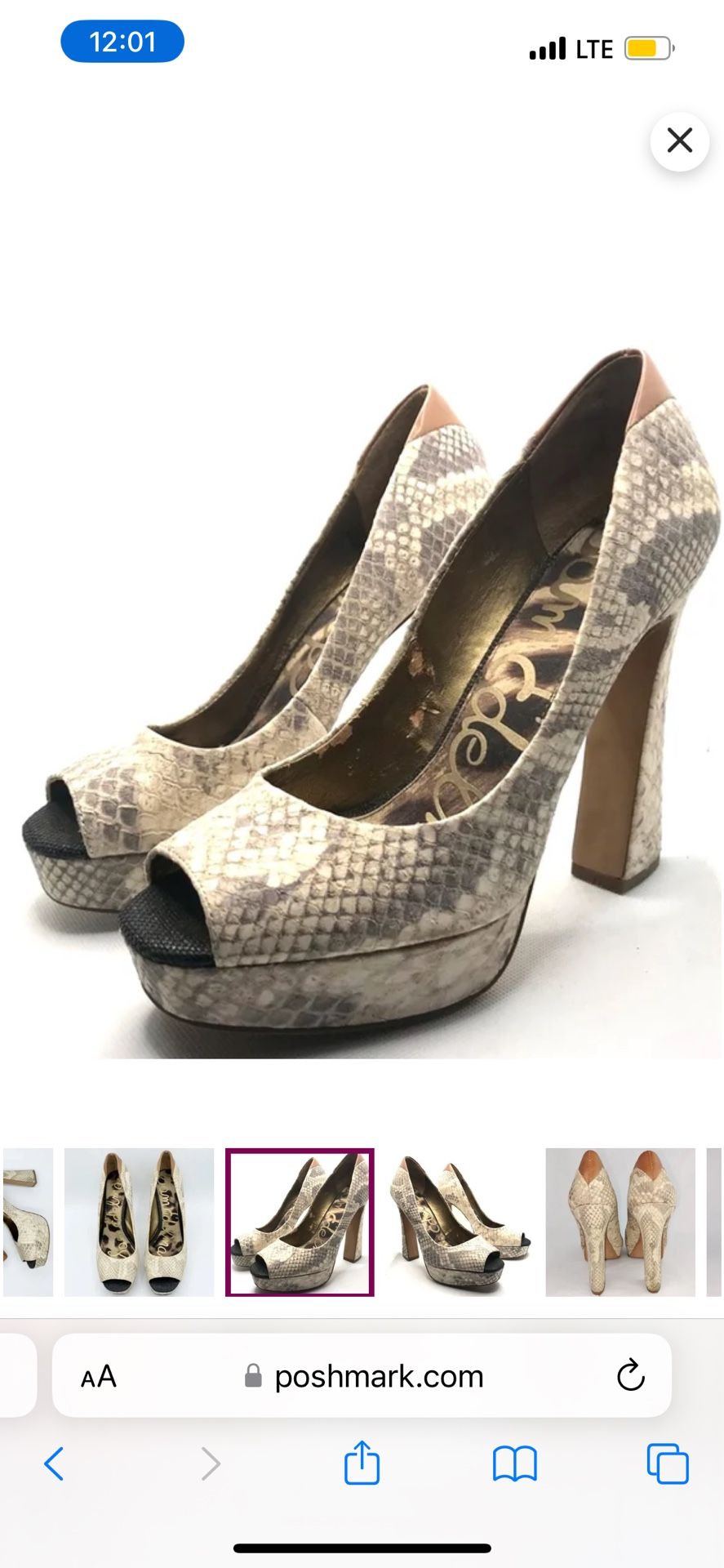 Snakeskin Peep-toe Pumps