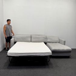 ❌2k OFF❌ Joybird Briar Sleeper Sectional Couch - Gray Sunbrella Premier Fog Fabric - Can Deliver