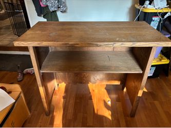 Solid Oak Standing Desk / Workstation with Shelf