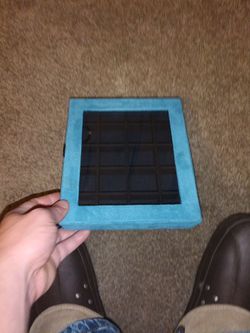 Teal Suede Jewelry Box with Glass Lid