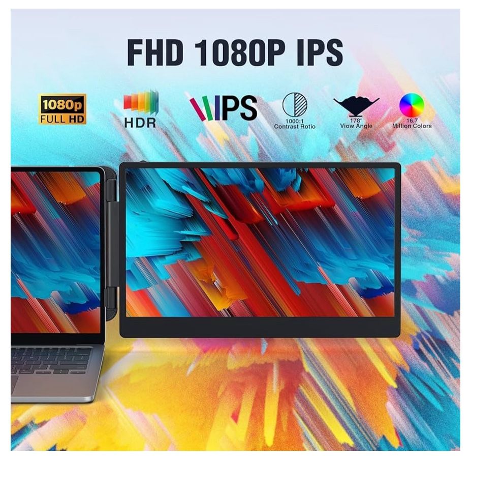 Portable Dual Monitor 14'' 1080P, Dual Display, USB C and HDMI, Plug-Play, for Mac and Windows', "Fits 13''-17.3'' Laptops", 'Extender for Lapto