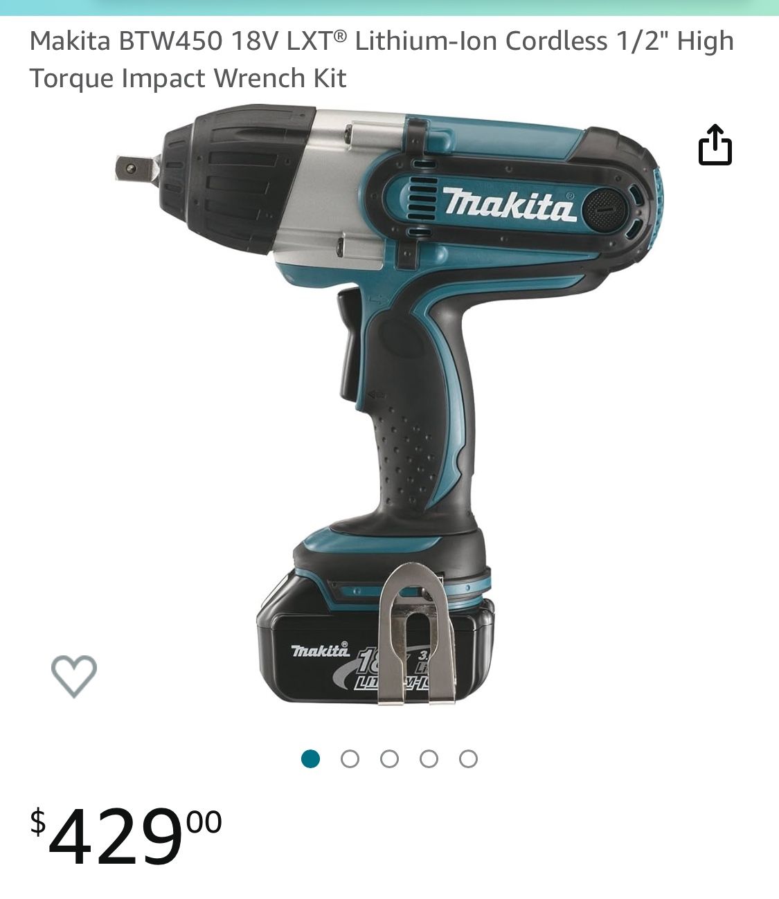 Makita BTW450 18V LXT® Lithium Ion Cordless 1/2 High Torque