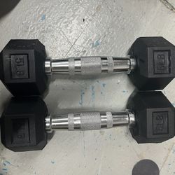 BRAND NEW - Set of 2 - 5lb BalanceFrom Rubber Hex Non-Slip Grip Dumbbells 