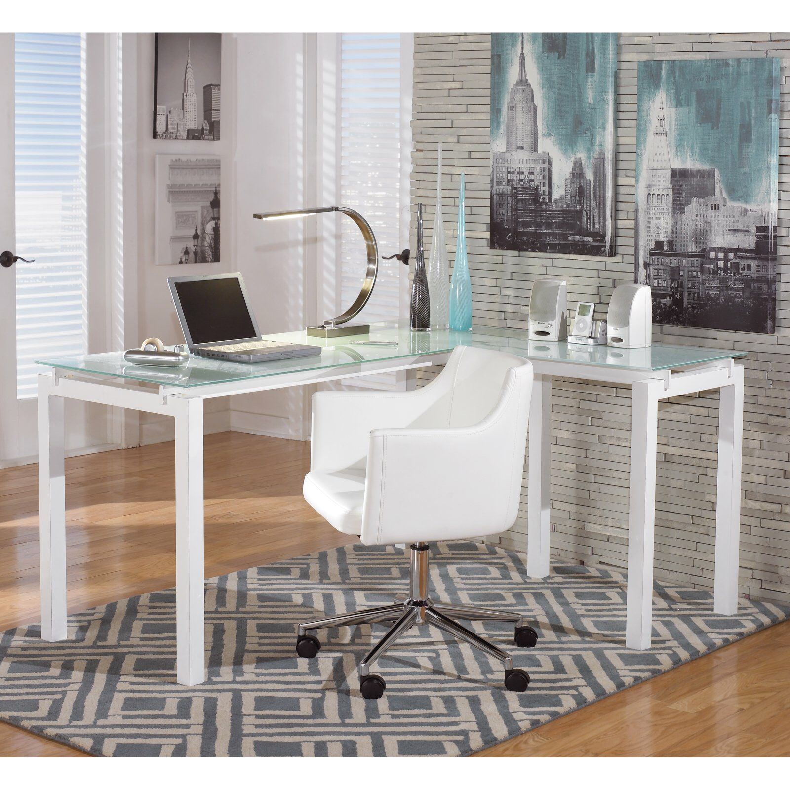 White 3pc Office Furniture Set