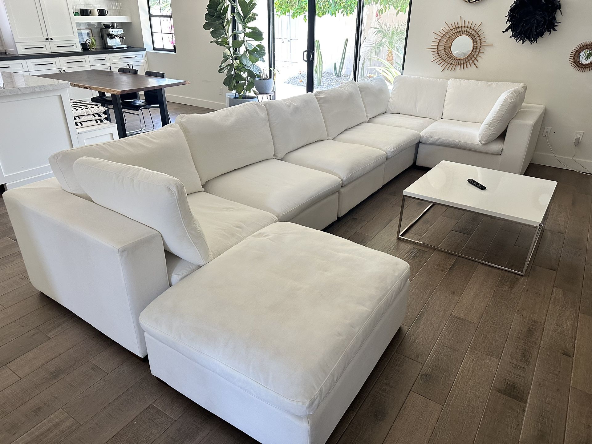 Large 7 Piece White Sectional Sofa
