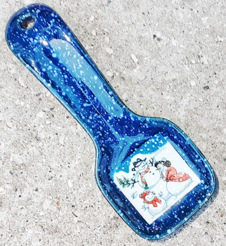 OMC otagiri Japan speckled snowman winter wonderland spoon rest spoonrest.   Mint condition