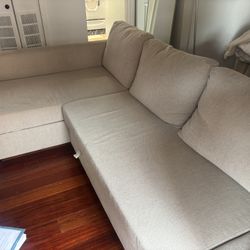 IKEA FRIHETEN Sectional Sofa Bed with Storage (Light Beige/Gray)