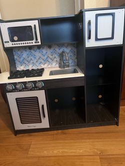 Wooden play kitchen set