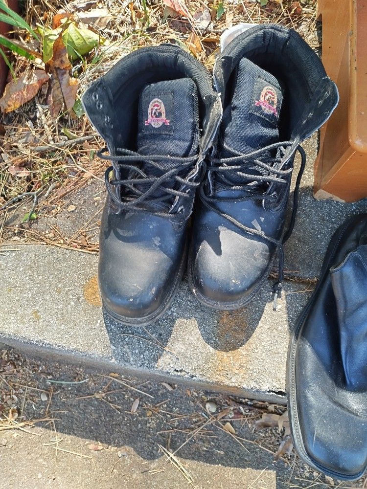 Men's Black Leather Steel Toe Boots