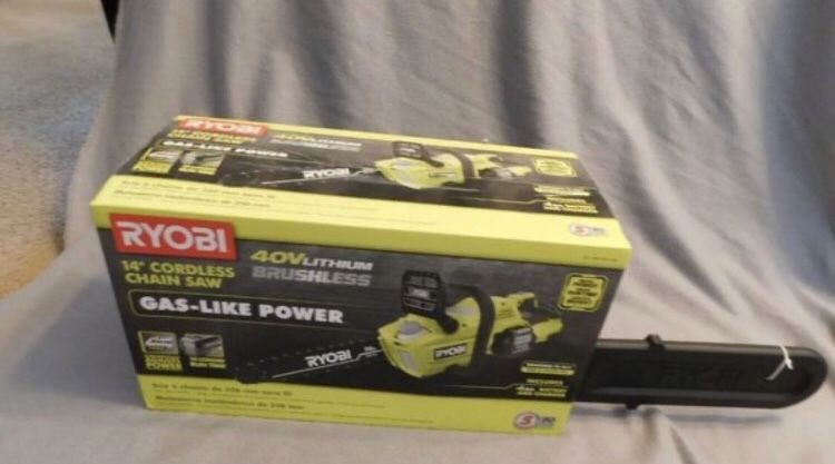 NEW RYOBI Cordless Chainsaw 14 in. 40-Volt Lithium-Ion with Battery Charger