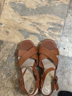 Brown Leather Sugar Platform Heeled Sandals
