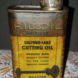 Vintage RidgOil Nu-Clear Lead Top Sulphur-Lard Cutting Oil Oiler 1 Pint- Advertising RIDGE TOOLS