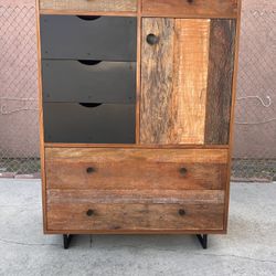 Crate And Barrel Atwood Rustic Reclaimed Wood Wardrobe Cabinet Closet Armoire Dresser.