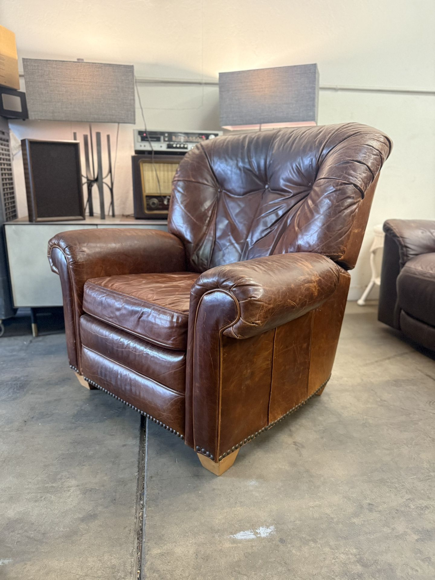 Vintage leather Wingback Chair By Robb And Stucky