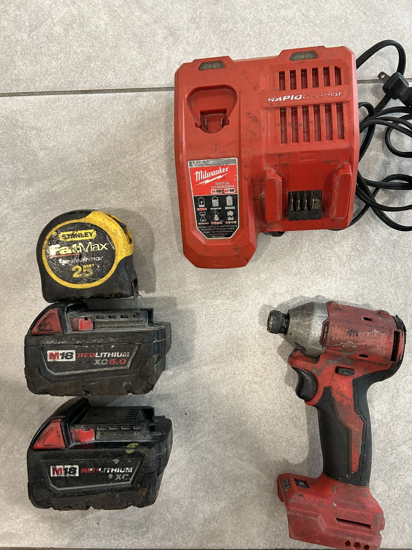 Milwaukee Brushless Impact + 2 5.0 Batteries + Rapid Charger