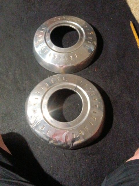 1960's-70's International 4x4, Two, Vintage, OEM, Front, Center Hole Hubcaps (B)